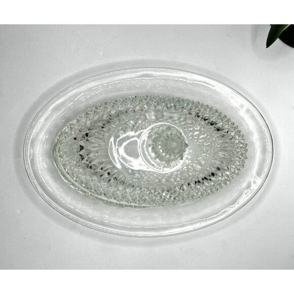 Vintage Indiana Glass Oval Diamond Point Clear Covered Butter Dish - Picture 3 of 8